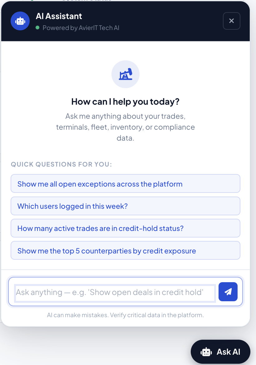 Energy Ops Software AI-integrated mobile workspace screenshot